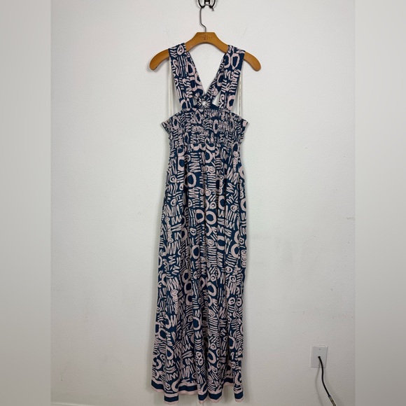 Cleobella Zola Maxi Dress Isla Print Halter Vacation Linen Blend Sz Medium - Picture 11 of 14